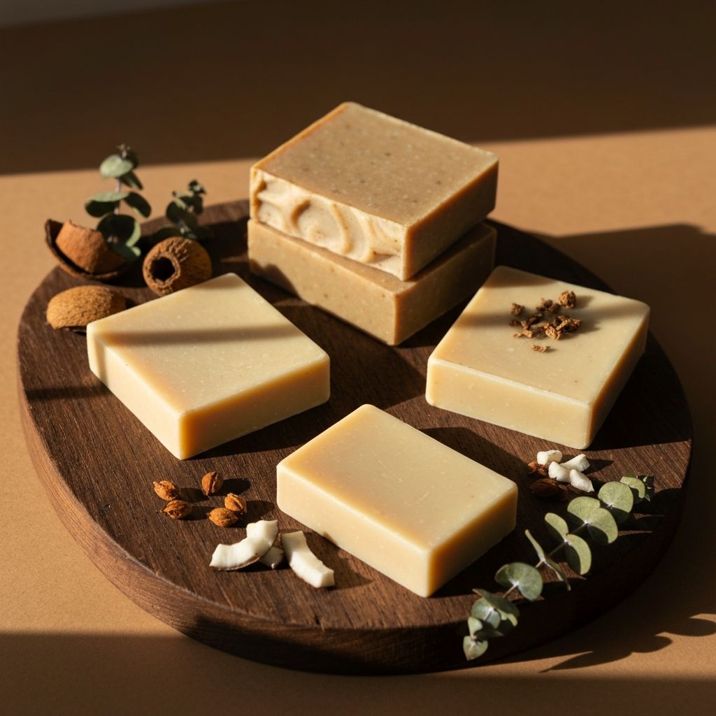 Natural soap bars with botanical ingredients